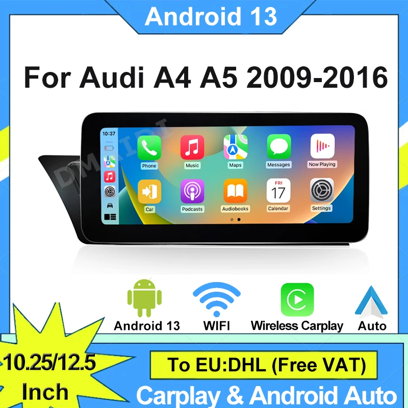 

Автомобильный мультимедийный плеер 2DIN, Android 13, головное устройство 10,25 дюймов для Audi A4 S4 B8 A5 S5 2009-2016 Carplay Auto DSP 4G GPS Navi Google Wifi