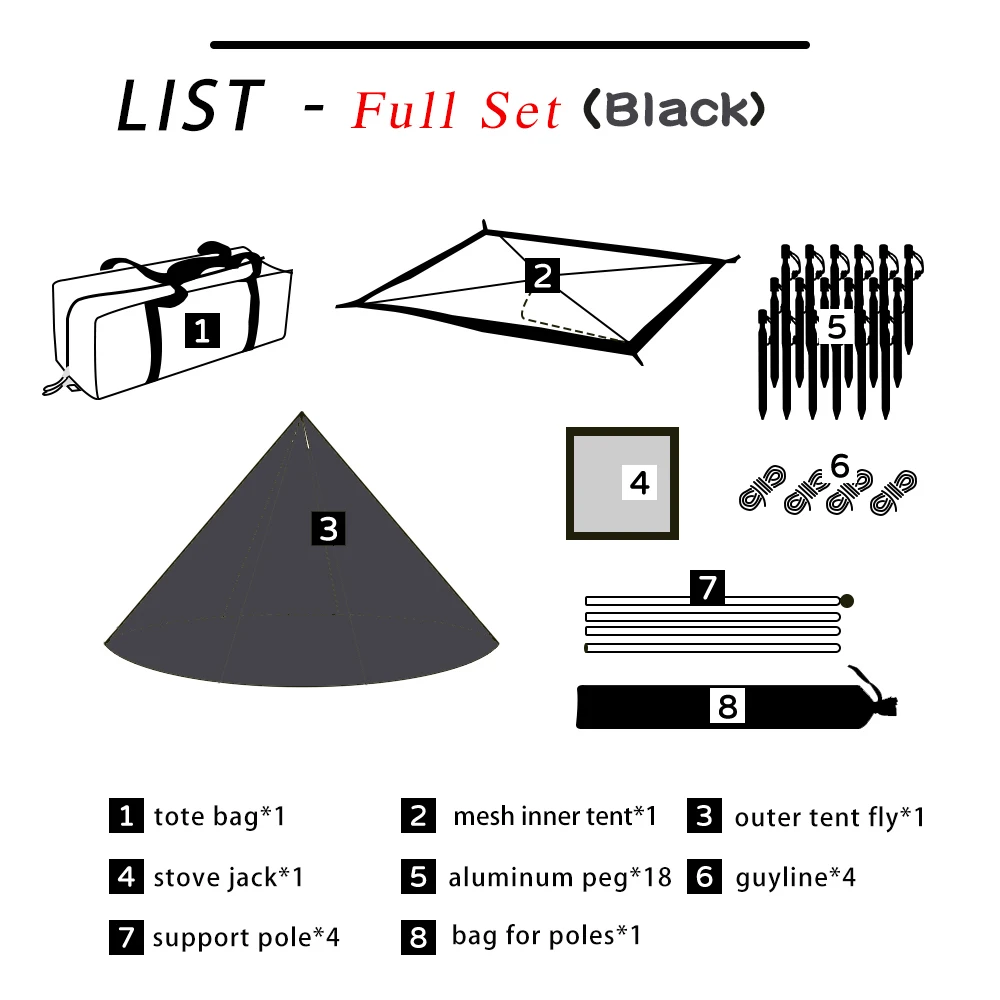 خيمة هرمية خفيفة الوزن يطير مع فتحة مدخنة خيمة تيب...