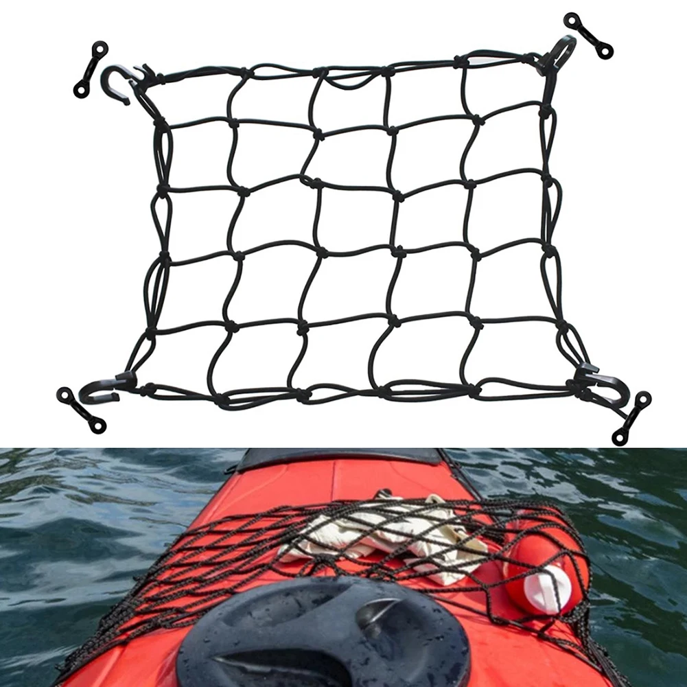 38x38cm kayak deck cargo net Buckle hook Heavy duty nylon luggage net bungee net Marine accessories