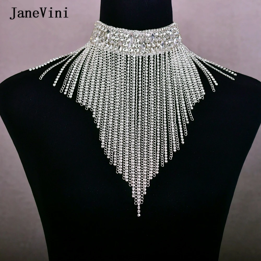  Rrdaily Silver Choker Necklaces for Woman Shining Crystal  Rhinestone Tassel Necklace Adjustable Necklace Layered Web Chain Necklace  Bride Wedding Ball Jewelry (Silver): Clothing, Shoes & Jewelry