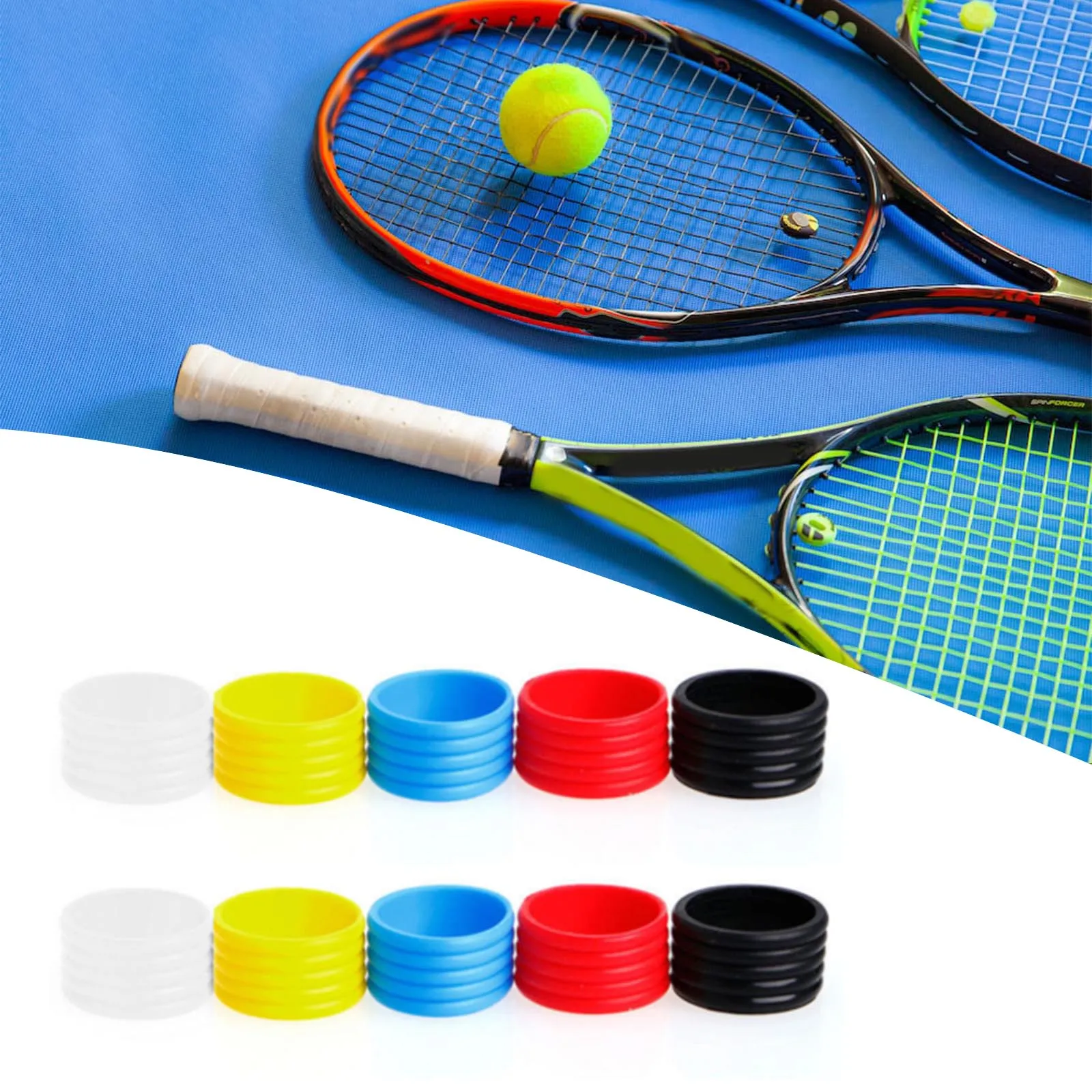 10pcs Tennis Racquet Rubber Ring 25mm 20mm Silicone For Tennis Racket Squash Racket Outdoor Badminton Accessories Equipment