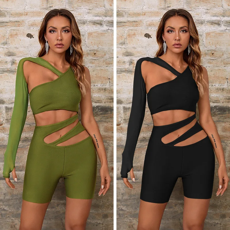 Rocwickline New Summer and Autumn Women's Ball Jumpsuits Sexy & Club Celebrities Hollow Out Sheath Bandage Elegant Jumpsuits