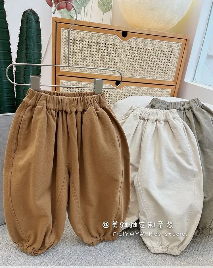 Kids Loose And Soft Lantern Trousers Spring And Autumn Children's Spring Wear Stylish And Fashionable Pants Forest Style