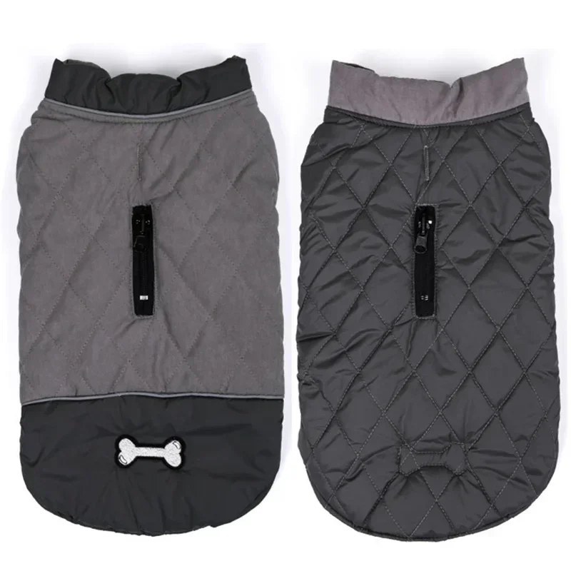 thumbnail image 1 of Abrigo de invierno, chaleco pequeño, impermeable, mediano y grande, para mascotas, bulldog, labrador, chaqueta francesa, ropa cálida, disfraces para perros, 1 of 5