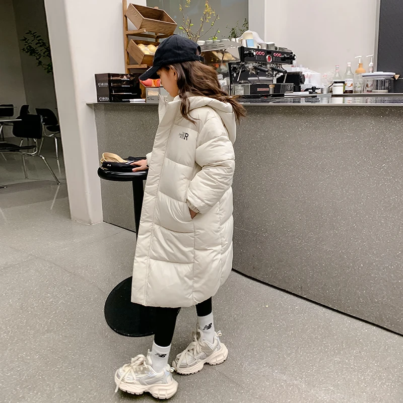 소년 소녀 면화 패딩 자켓 어린이 긴 무릎 위 한국 두꺼운 코트 어린이 따뜻한 후드 파카 CH179 유지