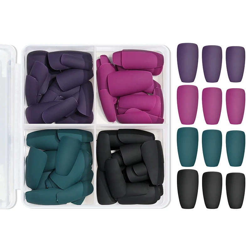Coffin Press On Nails Short Square False Nail Tips 96pcs Set_voghion.com