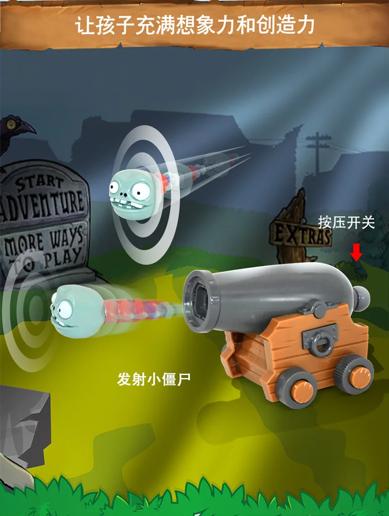 Echte Pflanzen vs. Zombies Spielzeugfigur Simulation Imp Cannon Pull-Back-Auto mit aufführbarer Puppe Desktop-Ornament Junge Weihnachtsgeschenk – Detail 8