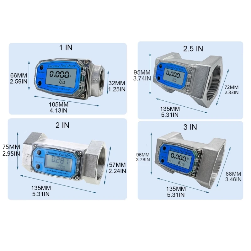Liquid Flow Meter Flowmeter with LCD Display for Diesel-Fuel Water 1in/2in/2.5in/3in Electronic Turbine-Flowmeter