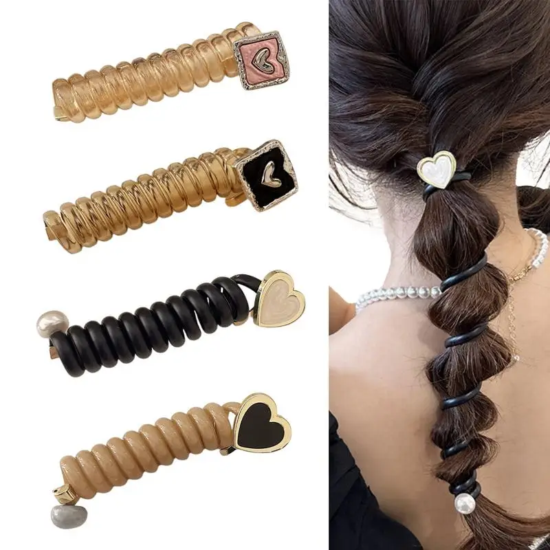 

Telephone Headband Phone Cord Hair Tie With Cute Heart Design Telephone Wire Shaped Hair Tie Gentle On Hair Gift For Daughter