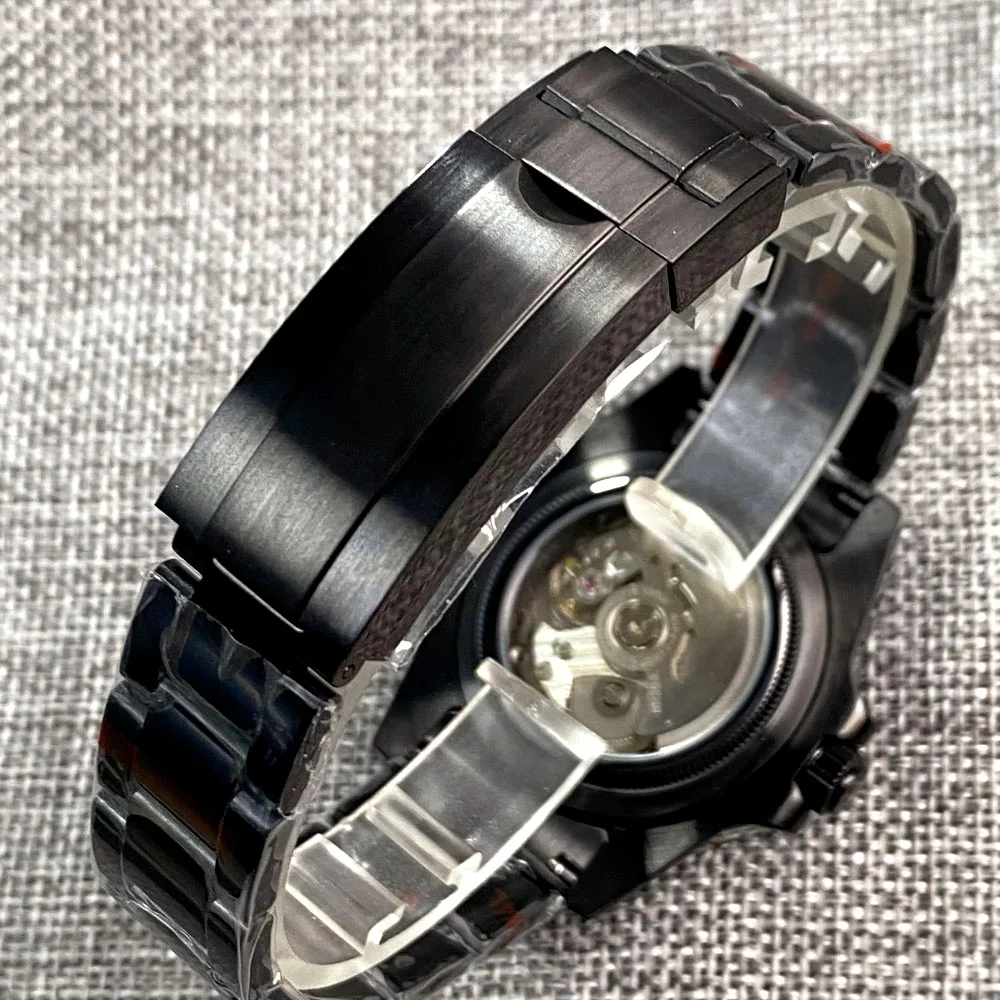 BLIGER 40mm Japan NH35A Black PVD Automatic Men Luxury Diving Watch Date Luminous Black Ceramic Bezel Date Glass Back Screw Down