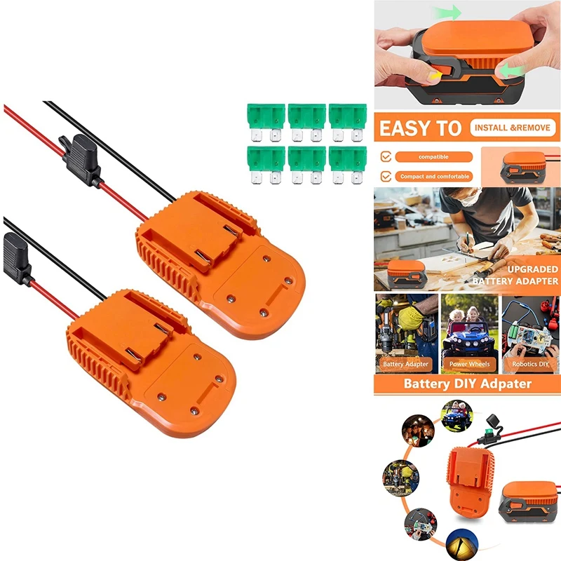 

Адаптер для силовых колес Ridgid AEG 18 в, 2 шт., разъем питания для док-станции для гипер аккумулятора для «сделай сам», игрушечного автомобиля, грузовика