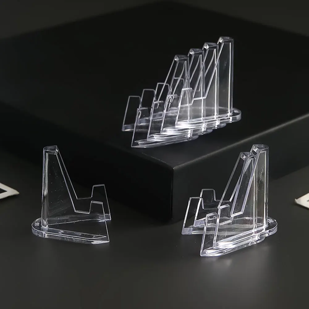 10Pcs Card Display Stand Sturdy Stable Premium Acrylic Sport Card Holder Versatile Use Clear Mini Easel Stand for Challenge Coin 5