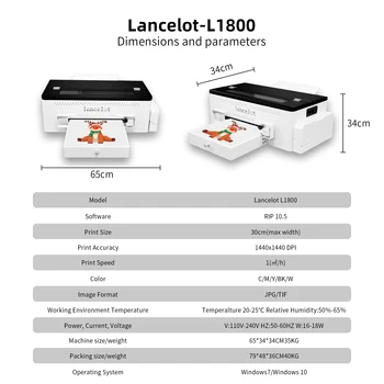 DTF Printer with free laptop L1800 Printhead and Oven bundle highspeed for A3 30cm Clothes Inkjetd with PET Film Pigment Ink 3