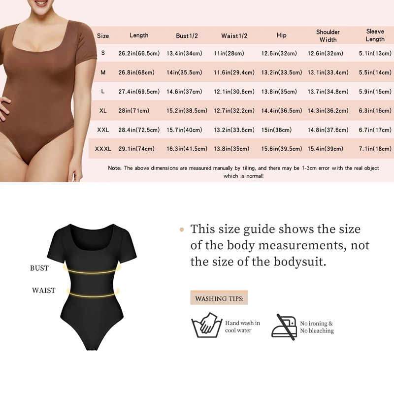 Shapewear Bodysuit for Women Tummy Control Shapewear Seamless Short Sleeve Scoop Neck Thong Sculpting Body Shaper Slim Underwear