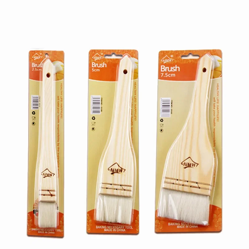 Pastry Brush Household Mooncake Pastry Brush Wooden Handle Wool Barbecue Brush Oil Baking Accessories Kitchen Cooking Tools