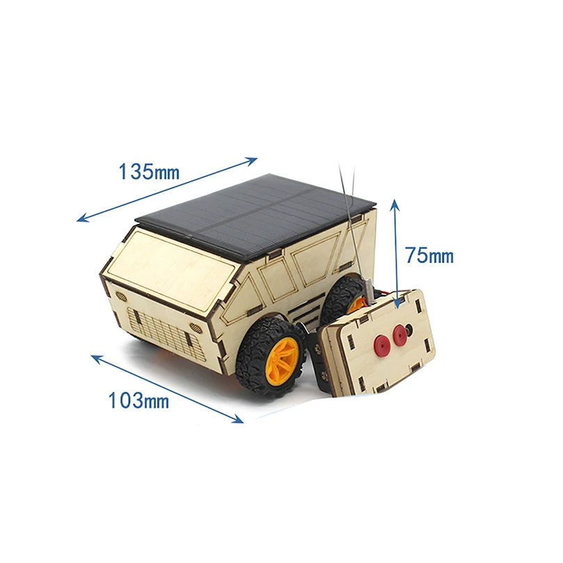 DIY Wooden Mini Solar Wireless Remote Control Car Model Educational Toy Science Experiment Material For STEAM Technology Toys