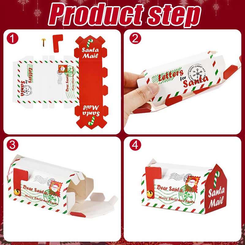 6/24pcs Christmas Mailbox Shape Candy Gift Box Kids Xmas Cookie Snack Packing Box Bag 2024 Navidad Noel Home Decor 2025 New Year