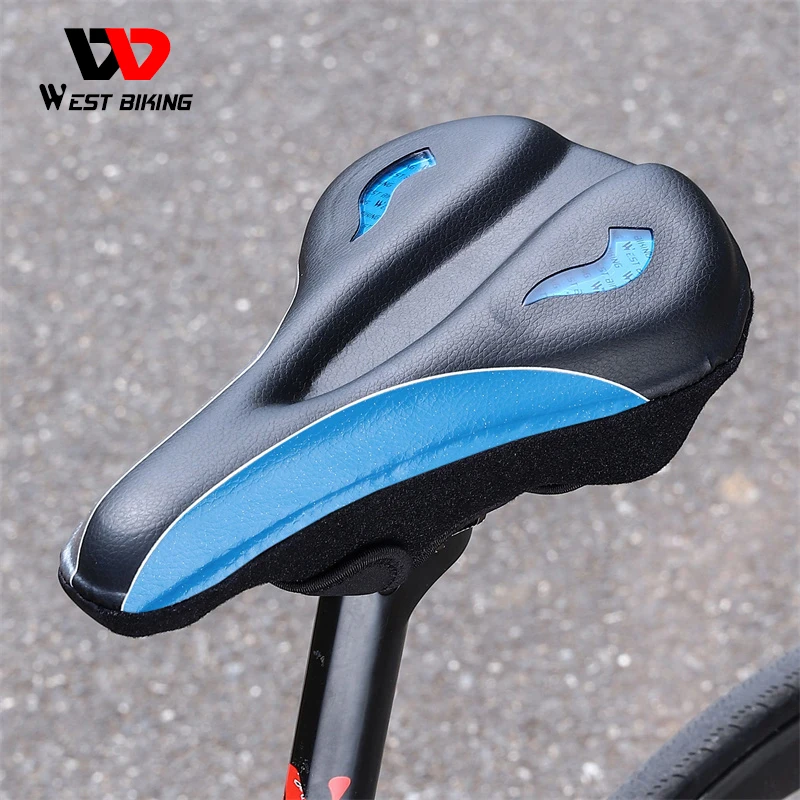

WEST BIKING Comfy Bicycle Gel Saddle Cover Highly Elastic Seat Cushion Cover Waterproof Grain Leather MTB Road Bike Accessories