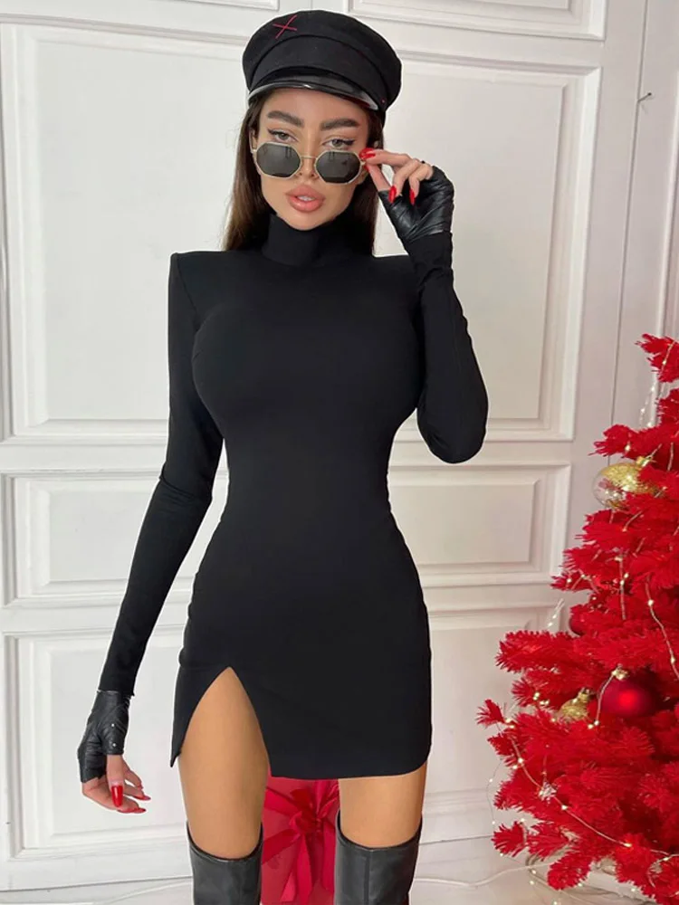 BornToGirl Bright Color Sexy Hollow Dress Women Spring Autumn Winter Party Club Long Sleeve Mini Bodycon Dress Performance Wear