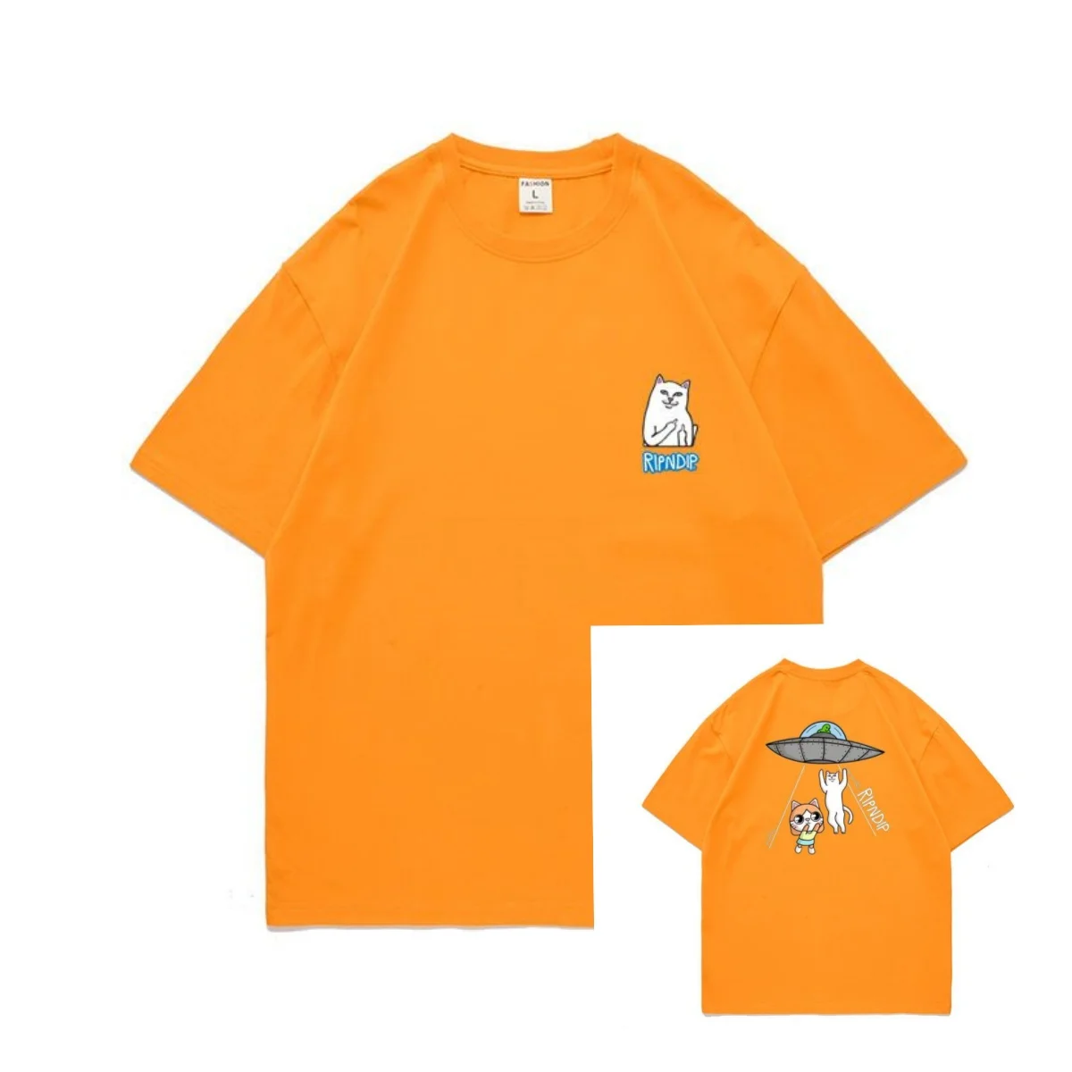American Trendy Brand Rip Dip Cartoon Cat Returns To The Alien Planet Niche American Trendy Couple Short-sleeved T-shirt 4