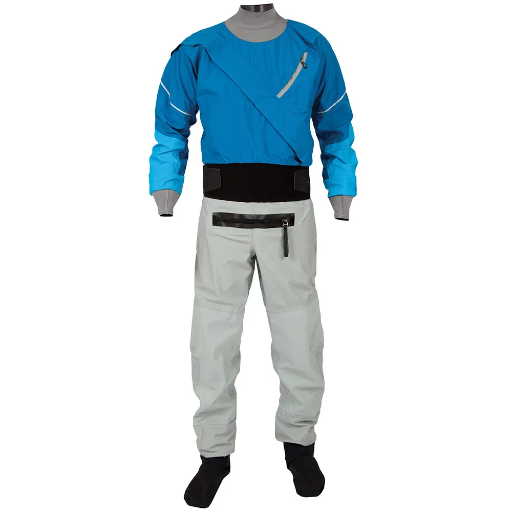 Kayak Dry Suit for Men 4-layer Waterproof Fabric Drysuit With Latex on Neck and Wrist White Water River Pending