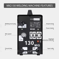 MIG Welder 130 Flux Core Wire Automatic Feed Welding Machine Portable No Gas 110V DIY Home Welder w/Free Mask Black 2