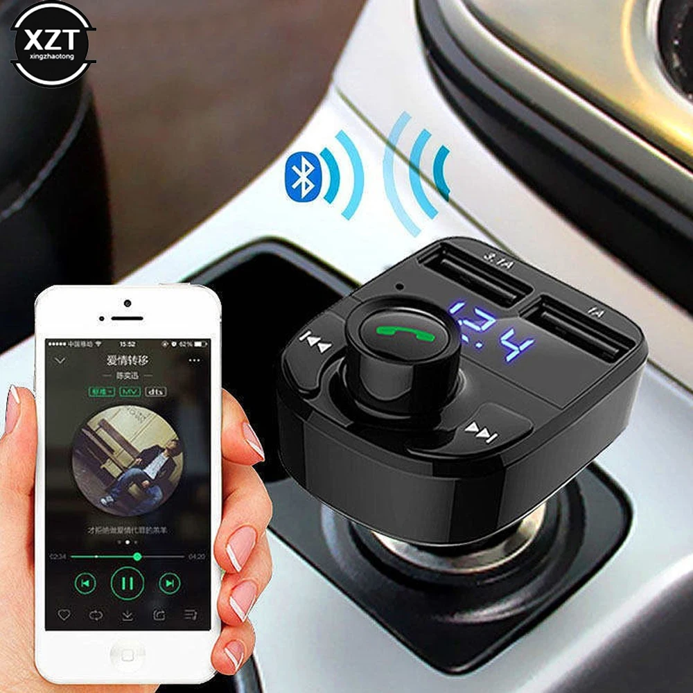 

Wireless Bluetooth Car Dual USB Charger For Phone Laptop Display Handsfree Calling Car Kit FM Transmitter MP3 Player Accessories