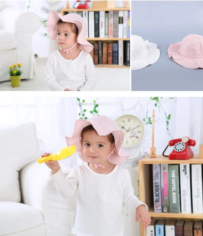 Charmingjolly Korean Style Cotton Baby Bucket Hat Outdoor Sun Protection Wide Brim Breathable Baby Basin Hats Cute Pink Child Travel Gorras Free Shipping