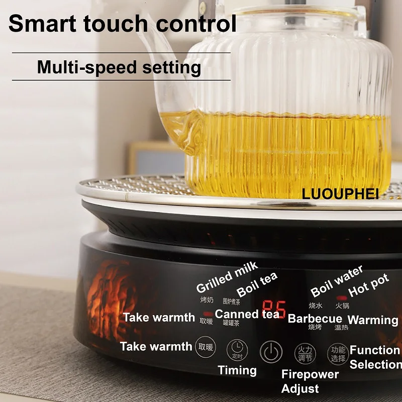 1200W Smart Electric Ceramic Stove High Power Tea Stove Timing Heater Stove Multifunction Boiling Water Heater 4 Gear Adjust 3