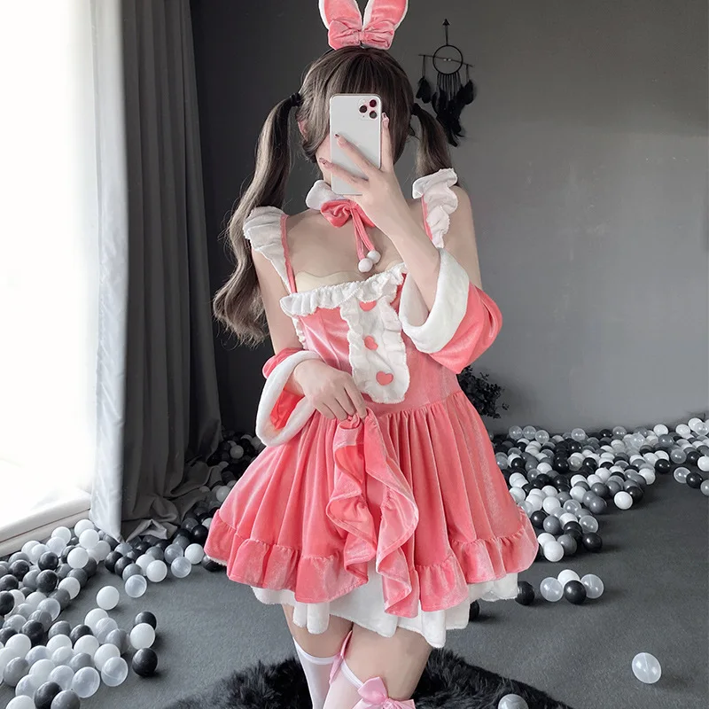 

Pure lust style Christmas dress red design suit bow suspender dress women's autumn and winter theme clothing skirt