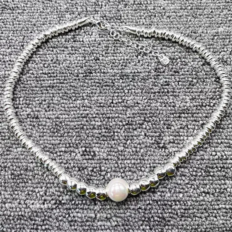 

2022 New UNOde50 Original Fashion Electroplated 925 Silver Pearl Necklace Simple Jewelry Gifts