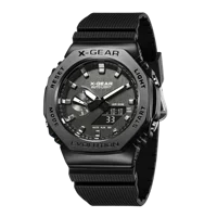 2100 Sport Digital Electronic Unisex Watch Alloy Dial LED Dual Display World Time Fully Functional Rubber Strap Oak Series