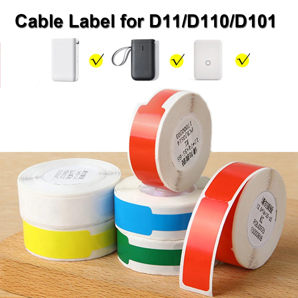 5Rolls NIIMBOT D101 D11 D110 Label Printer Machine Cable Label Flag Pigtail Network Cable Paper Thermal Sticker Waterproof