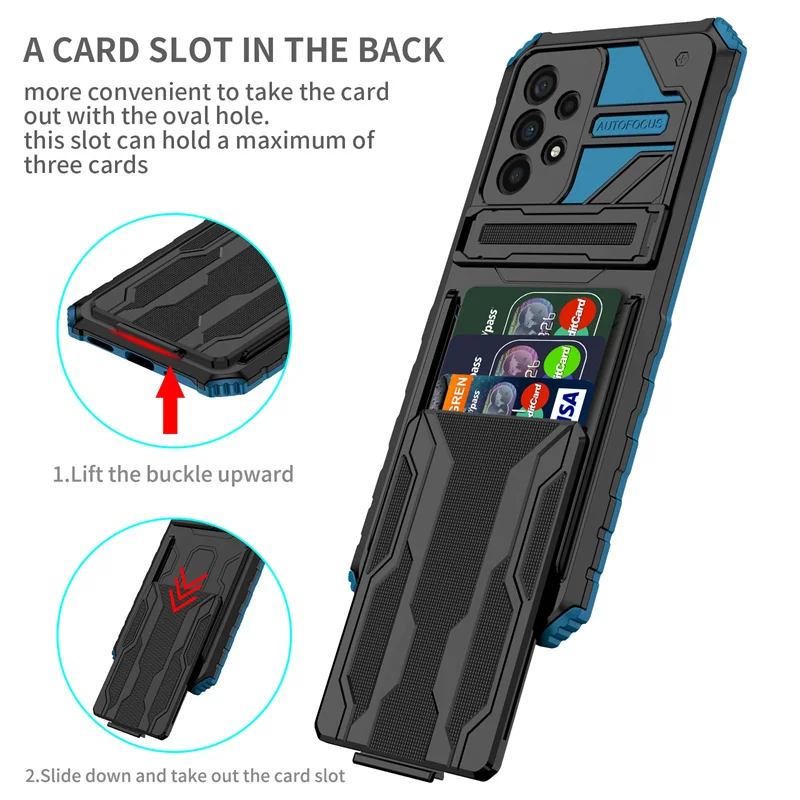 

For Samsung Galaxy A13 A23 4G Case Shockproof Armor With Card Slot Cases For Samsung A33 A53 A73 5G A 33 53 73 Stand Back Cover