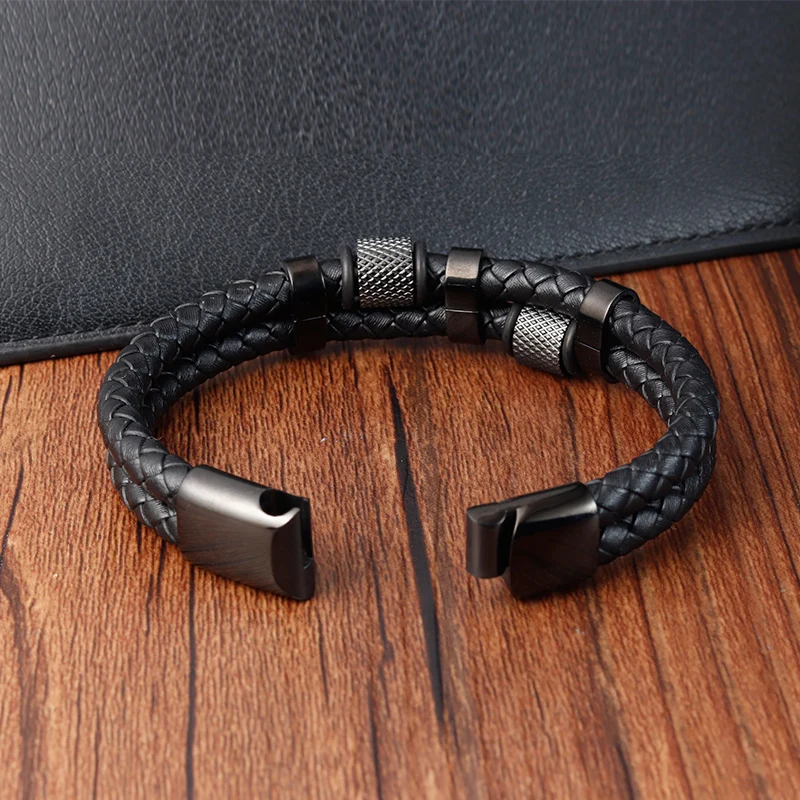 Charm Braid Rope Bracelet For Men Stainless Steel Magnetic Buckle Genuine Leather Bracelets & Bangles Male Female Jewelry - Image 6