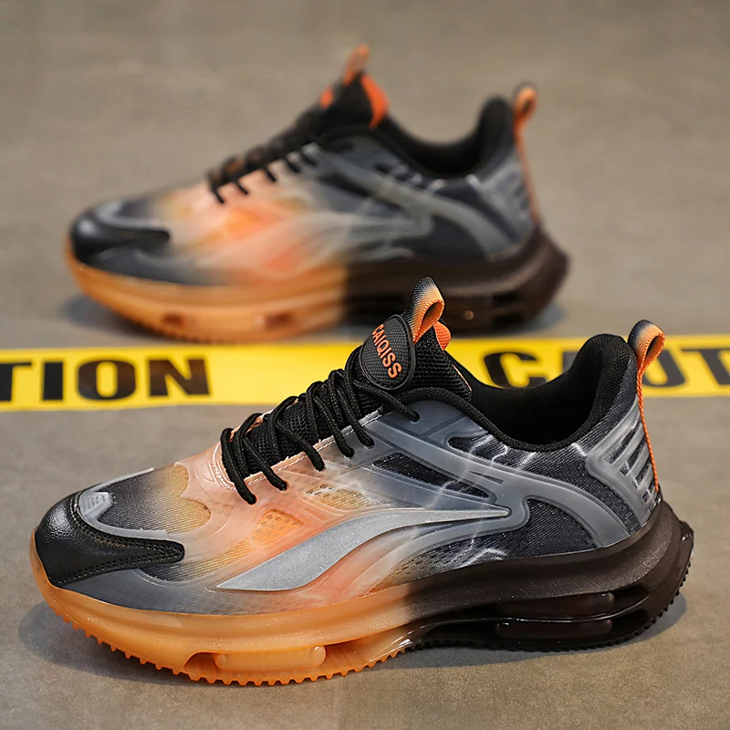 Men's Breathable Sports Shoes - Mesh Breathable Plaid Cushioning Running Shoes for Basketball, Tennis and Casual Use