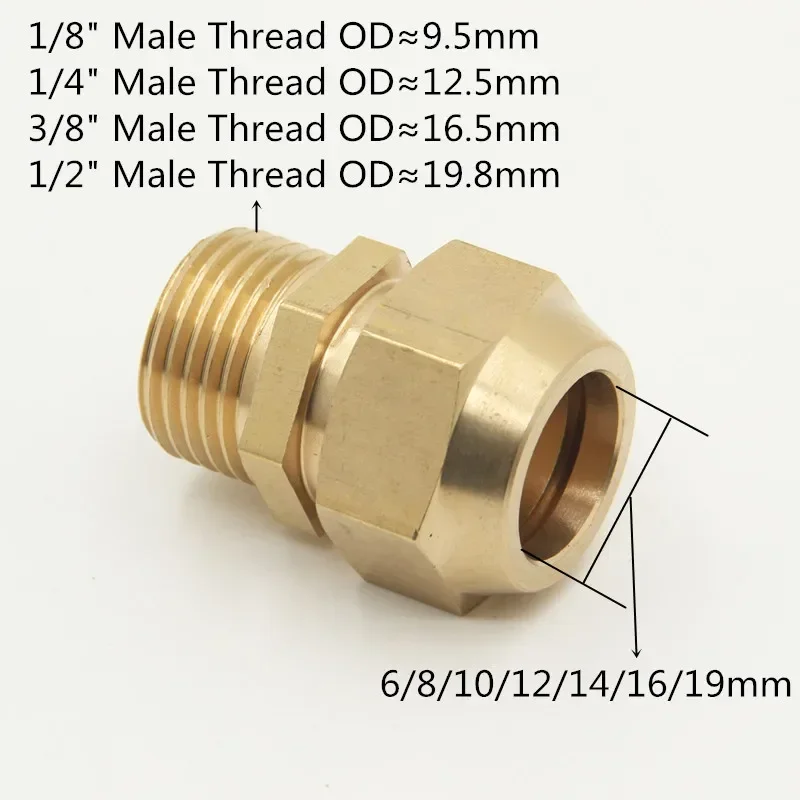 Copper Pipe Fittings 1 / 8 " 1 / 4" 3 8 " 2" External Thread 6mm 8mm 10mm 12mm Air Conditioning Pipe Fittings pipe fitting air conditioner fitting