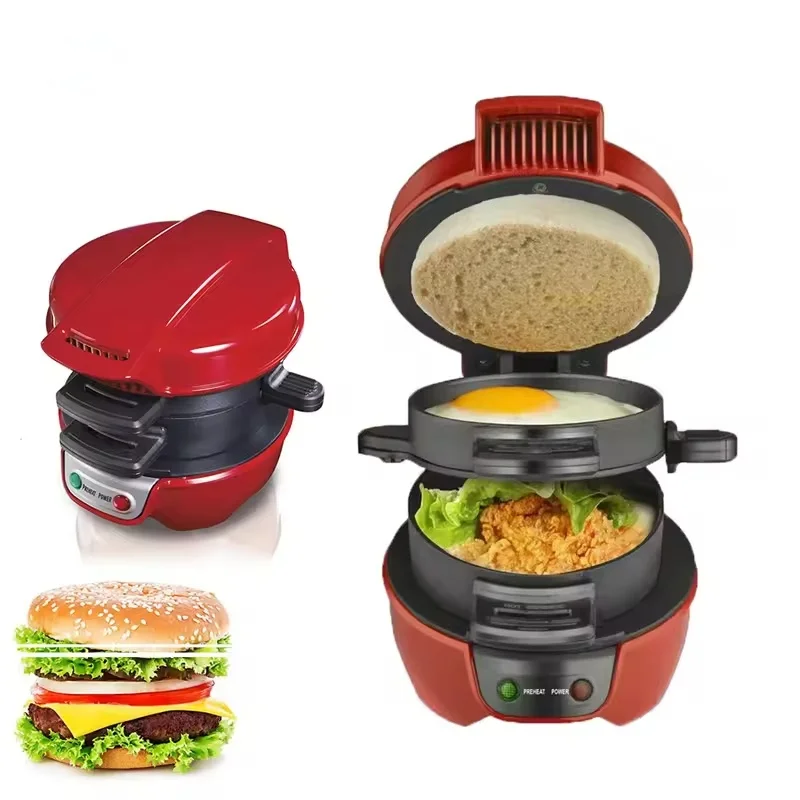Manual Burger Press Machine Household Burger Maker for Breakfast Machine Multifunctional Bread Sandwich Machine Waffle Maker 2