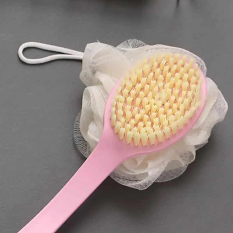 Soft Hair Massage Bath Brush Long Handle Back Rub Brush 2 In 1 Bath Brush With Bath Ball Bath Brush Double Side Scrub Brush 2