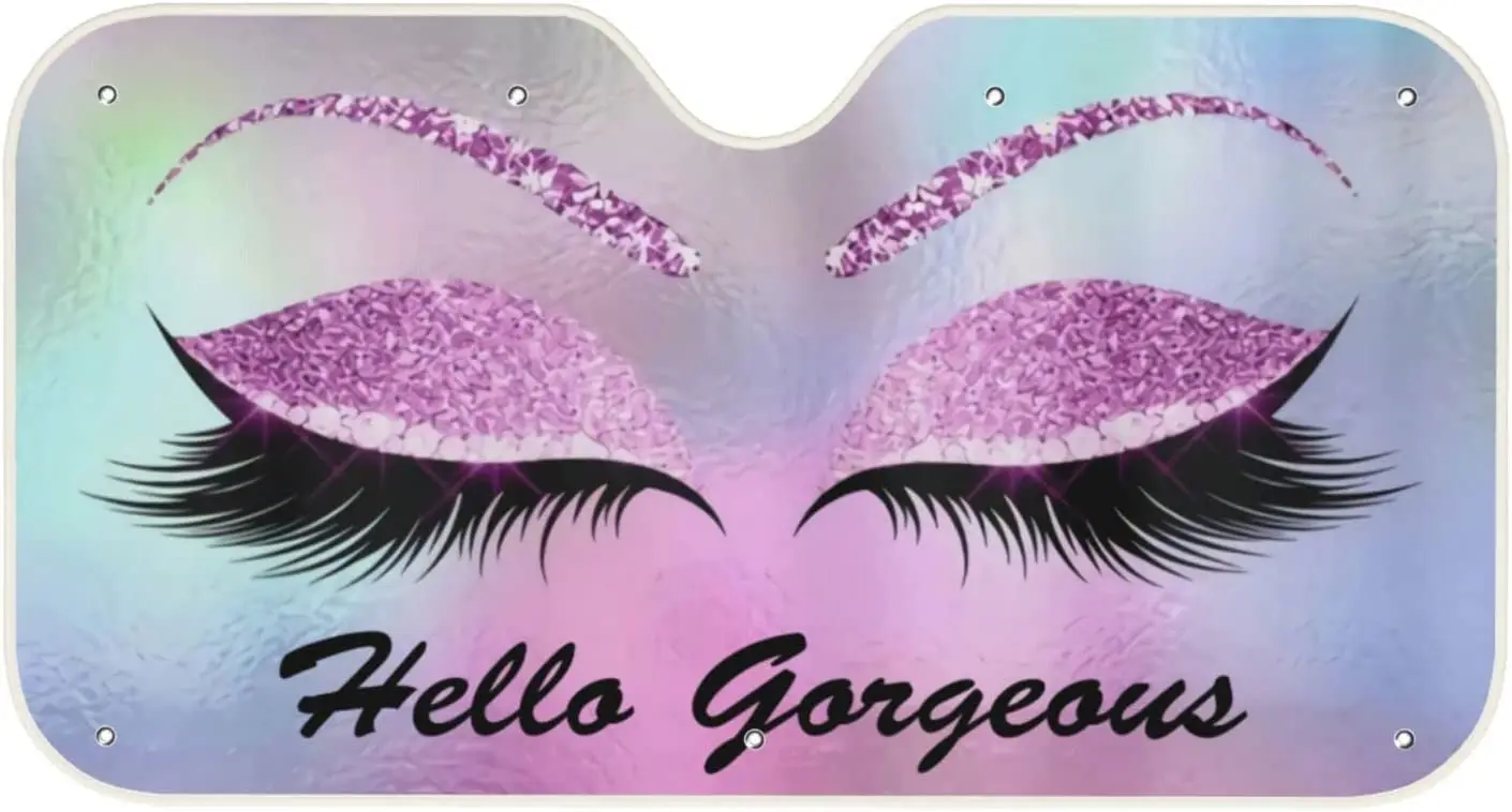 

Eyelash Hello Gorgeous Car Windshield Sunshades Foldable Sun Visor for Car for Most Sedans SUV Truck-Automotive Interior Accesso