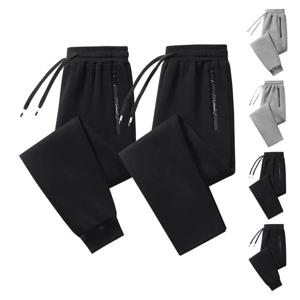 

Men Trousers Men's Breathable Gym Training Sweatpants with Zipper Pockets Drawstring Waist Soft Ankle-banded Jogging for Active