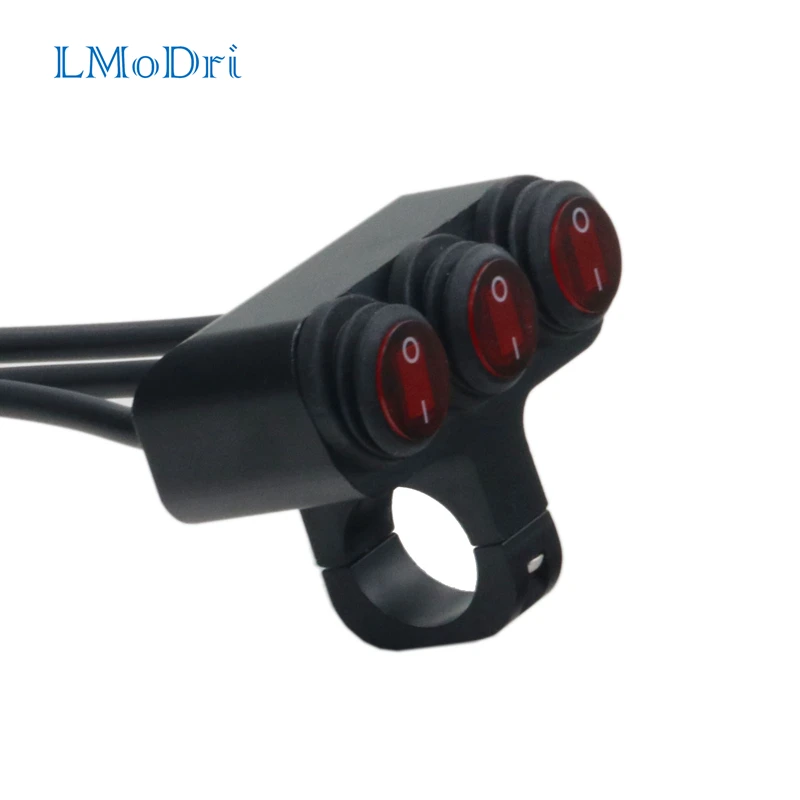 

LMoDri Motorcycle Handlebar Switches Modified Parts Aluminum Alloy Three Buttons 12V Waterproof Switch Headlight Spotlights 22MM