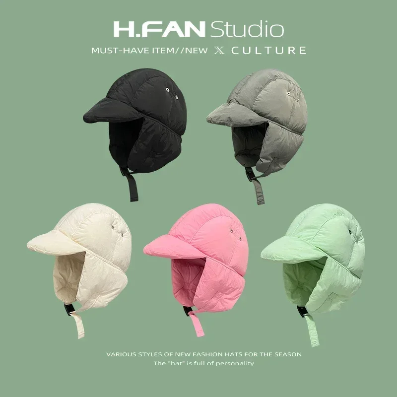 

Korean Ins Fashion Retro Ear Protection Flying Hats for Men and Women Winter Outdoor Riding and Skiing Warm Bomber Hat Bonnet