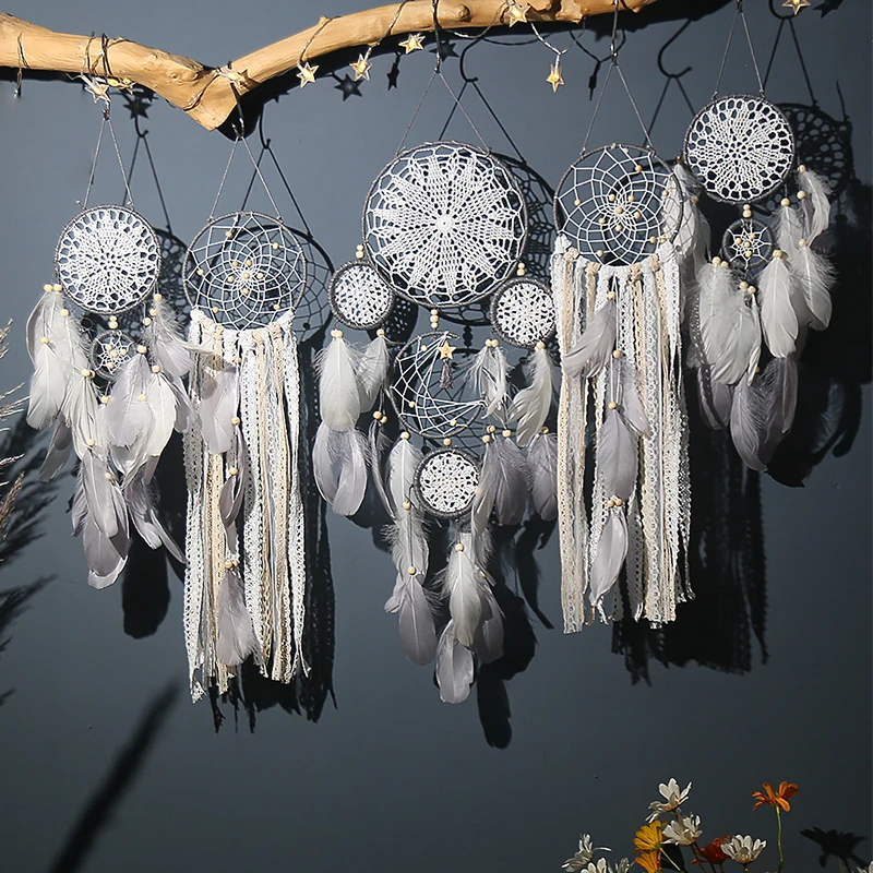 5pcs/set Feathers Dream Catcher Wall Hanging Decoration for Home Living Room Bedroom