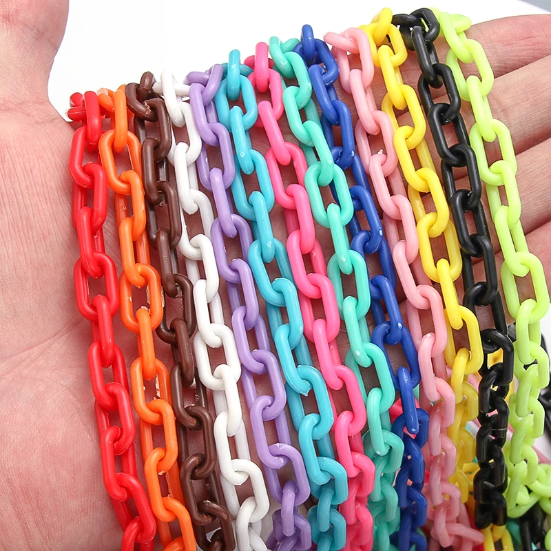 10pcs 50cm Colorful Acrylic Link Chain Rectangle Clasp Keychains