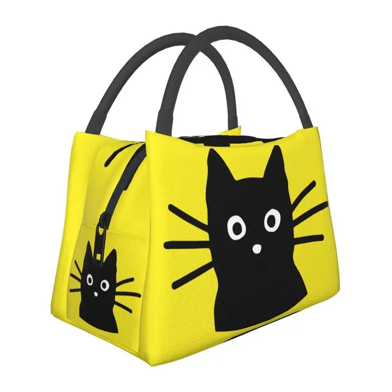 

Cute Black Cat Insulated Lunch Bags for Work Office Waterproof Cooler Thermal Bento Box Women