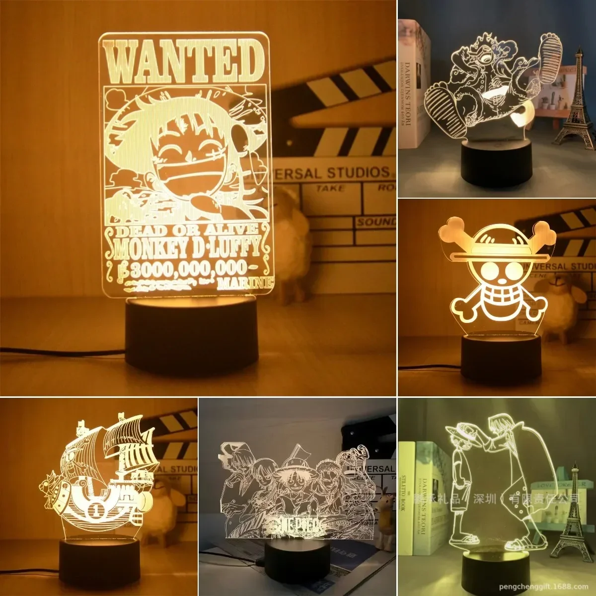 

Anime One Piece Roronoa Zoro Luffy Nami Figure Night Lights 3D LED Lamp Action Model Toys Usopp Sanji Chopper Hancock Gift