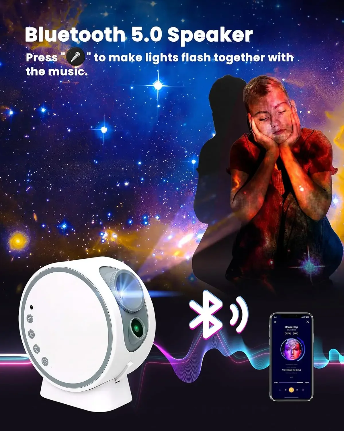 천문관 별 프로젝터 야간 조명, 원격 블루투스 스피커, 갤럭시 프로젝터, USB LED 램프, 침실 룸 장식, 8 in 1