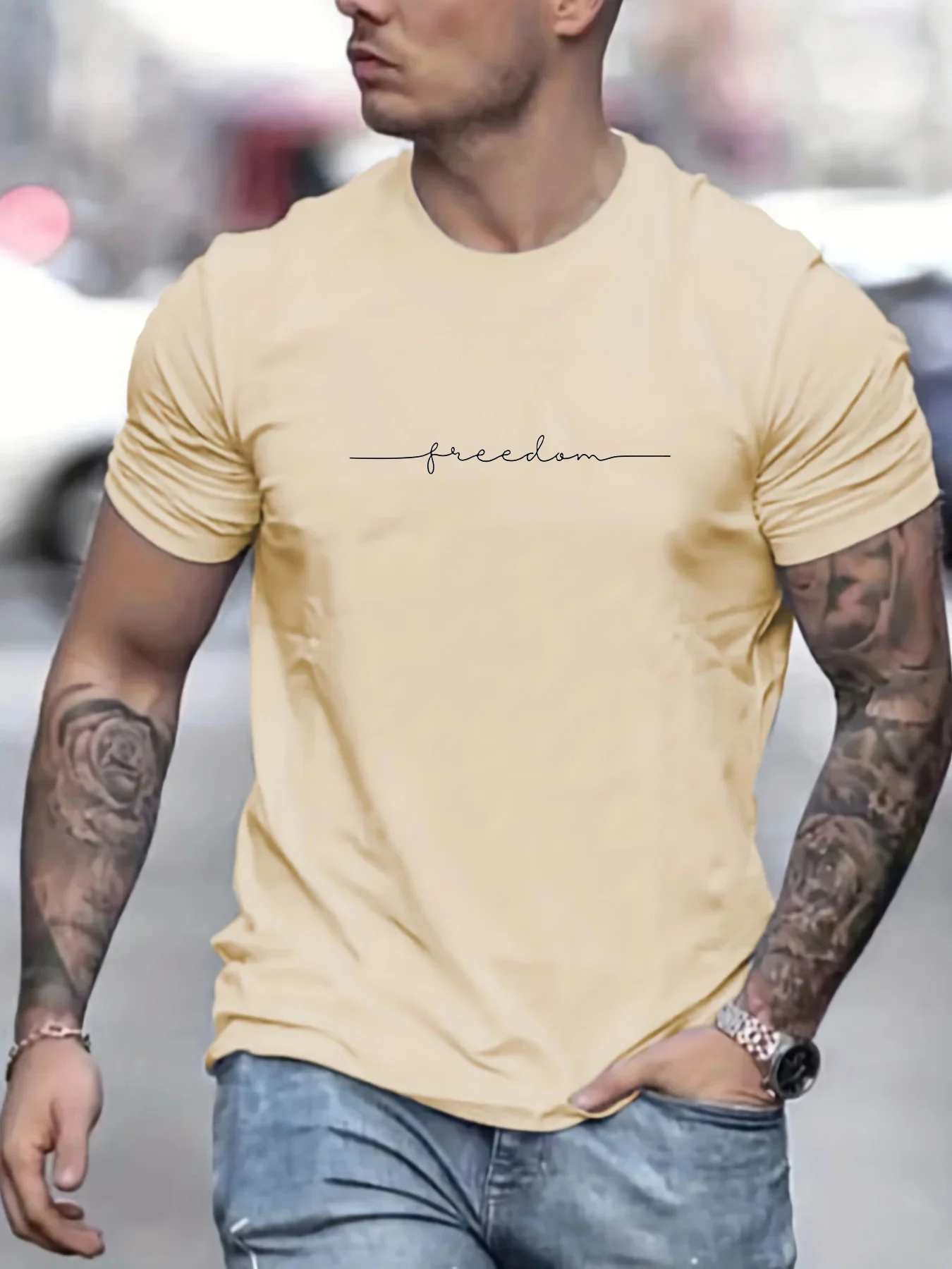 Mens Casual Cotton Graphic T-Shirt - Slim Fit Summer Top