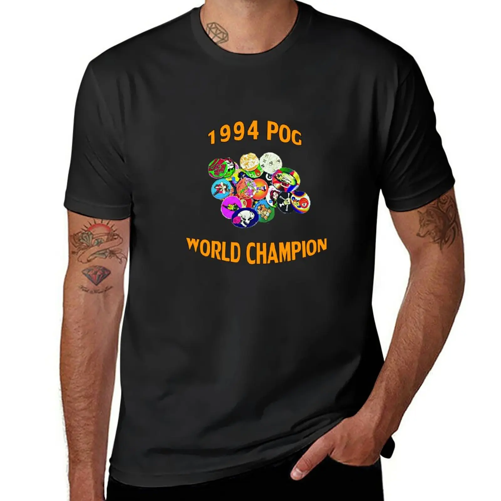 New Pog World Champion T-Shirt Anime Abbigliamento Estetico Abbigliamento Uomo
